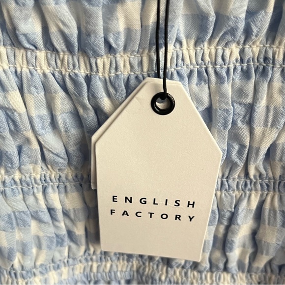 English Factory Gingham Smocked Puff Sleeve Top - Picture 7 of 13